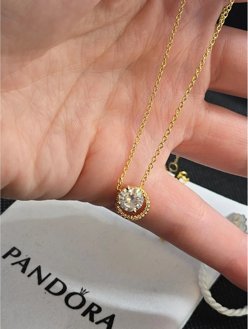 ALE MET gold plated necklace cubic zirconia pandora